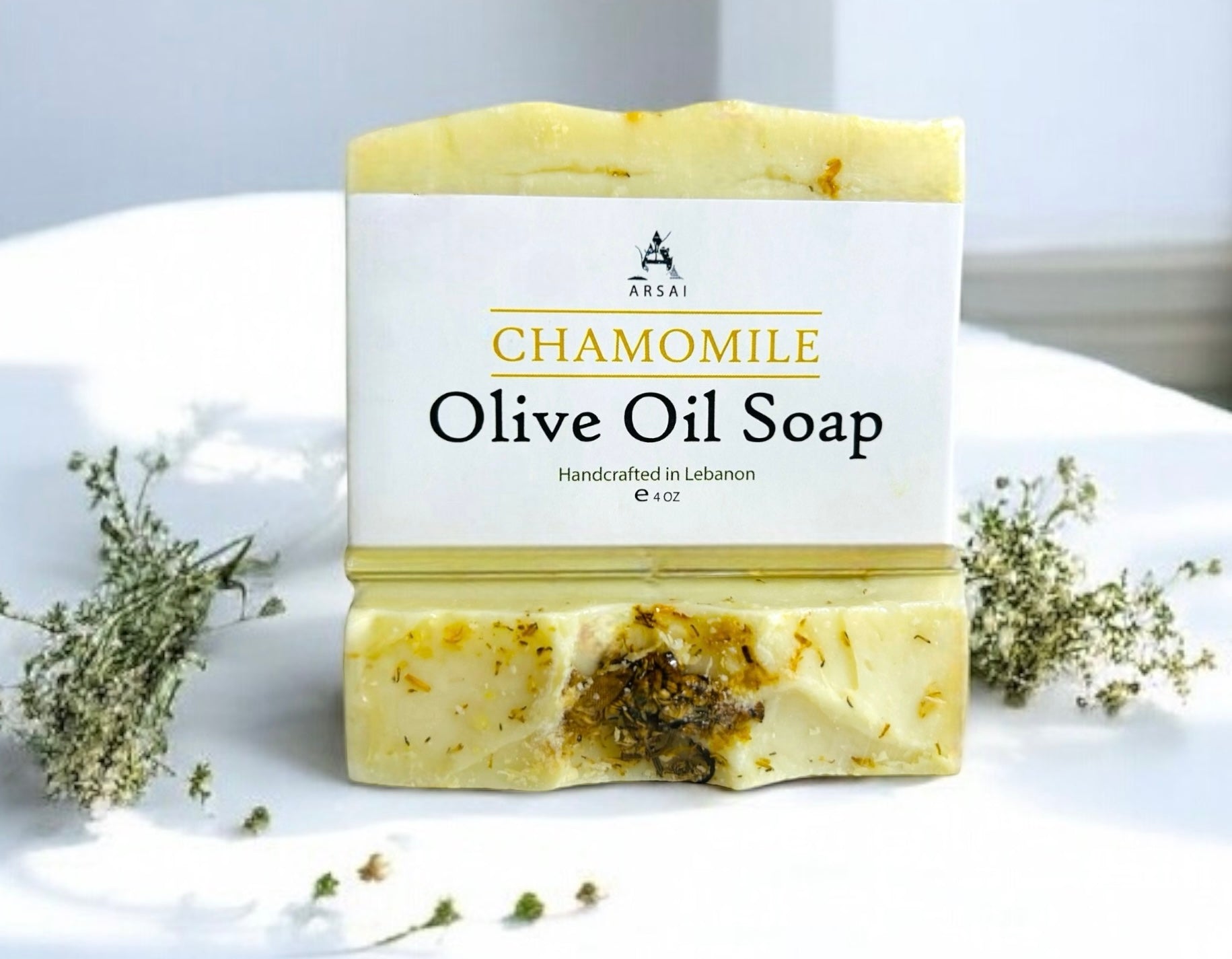 Chamomile - Pure Olive Oil Soap Bar - Handcrafted - All-Natural - Moisturizing & Soothing - 4oz - For All Skin Types - Unisex