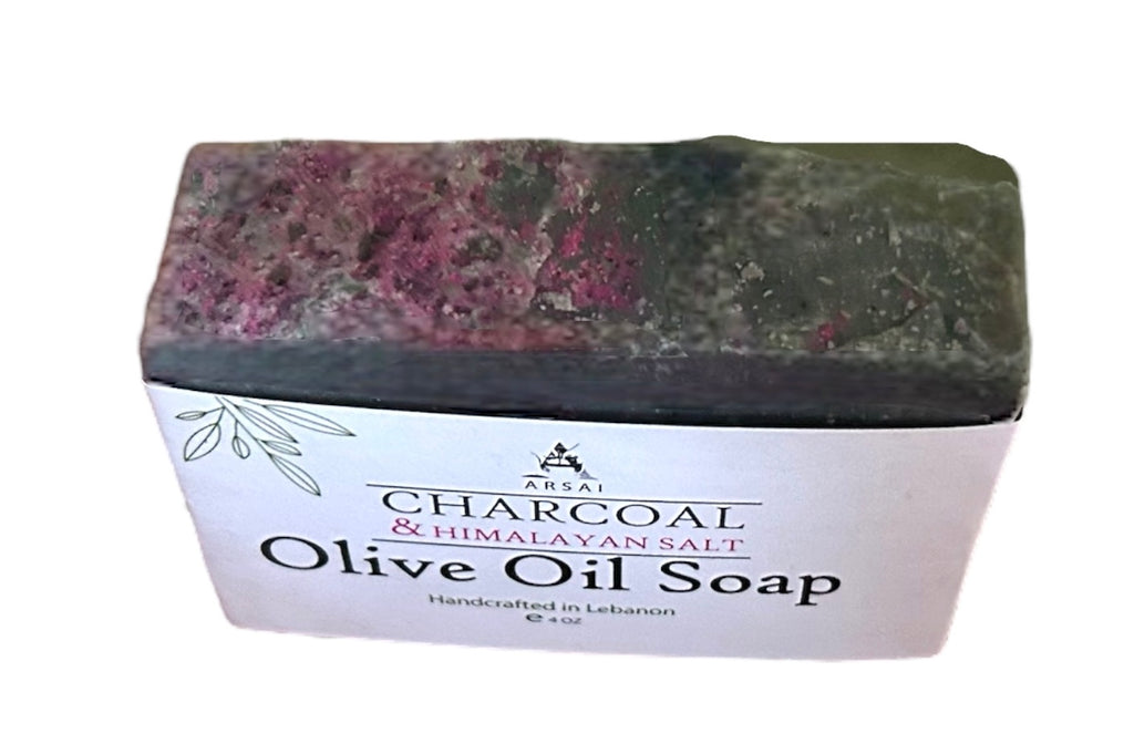 Charcoal - with Himalayan Salt - Pure Olive Oil Soap Bar - Handcrafted - All-Natural - Moisturizing & Soothing - 4oz - For All Skin Types - Unisex