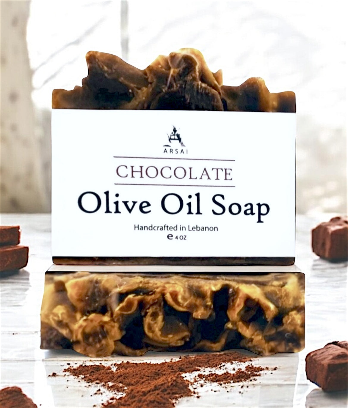 Chocolate - Pure Olive Oil Soap Bar - Handcrafted - All-Natural - Moisturizing & Soothing - 4oz - For All Skin Types - Unisex