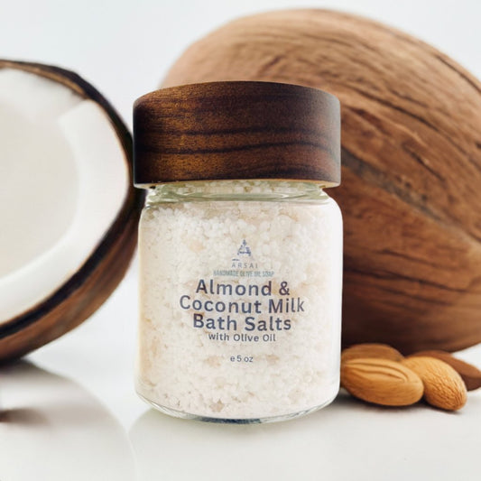 Handmade Almond & Coconut Milk Bath Salts with Olive Oil - 5oz Jar - Arsai Soap - Handmade Olive Oil SoapHandmade Almond & Coconut Milk Bath Salts with Olive Oil - 5oz JarBath SaltsALMCOCO - BTH - SLTArsai Soap - Handmade Olive Oil Soap